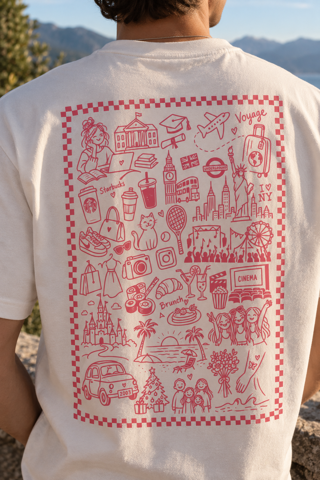 T-shirt personnalisé History Pourtoi, illustré à la main avec des souvenirs