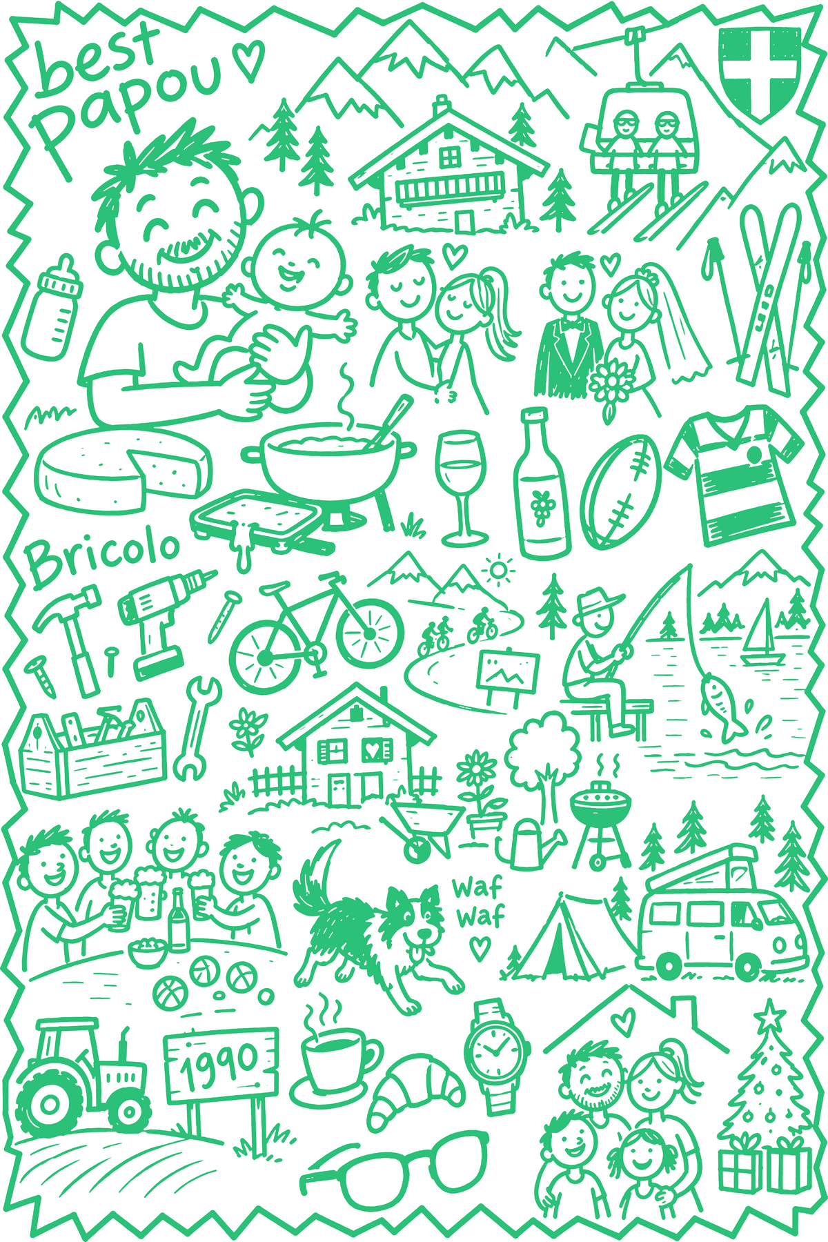 Exemple 8 de dessin personnalisé Pourtoi illustré à la main à partir de souvenirs